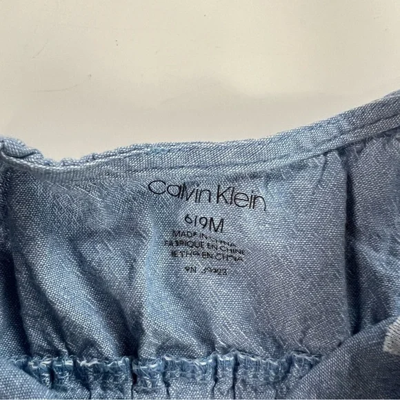 Calvin Klein girl’s pink flannel and jeans dress  6-9 months m141-18 - Picture 4 of 4